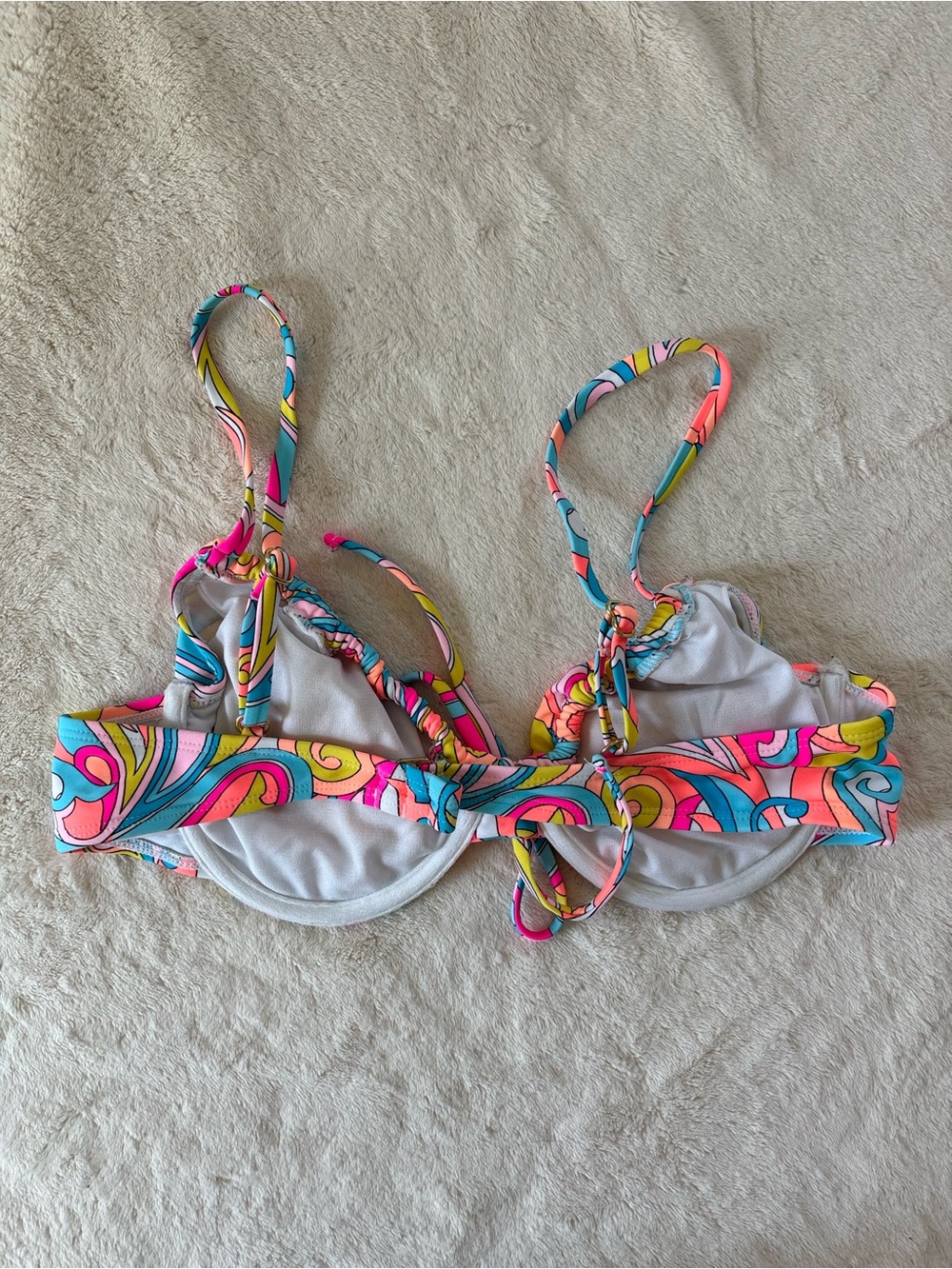Salt + Cove Neon Swirl Bikini Top - Pink, Turquoise, Yellow - Picture 2 of 5